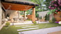 design modern backyard landscape with 3d visualization
