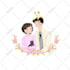 draw a cute couple illustration for gift or profile pictures