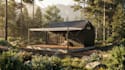 design tiny cabin, small house with 3d realistic rendering