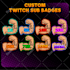create express custom twitch sub badges, twitch emotes