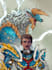 create a monster hunter or dragon illustration and logo