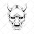 design hand draw oni mask logo ilustration