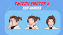 draw cute chibi emotes, twitch emotes, sub badges, custom twitch emotes