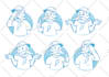 draw cartoon mascot character, line art and color version
