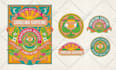 draw a unique psychedelic vintage retro logo art