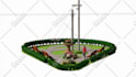 design and 3d render community park, garden, landscape