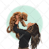 draw family, couple, pet with owner vector cartoon illustration from photo