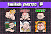 create a cute custom emotes for twitch or kick