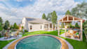 make landscape, garden, patio, pool, backyard  design, 24
