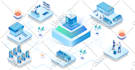 design a colorful flat and isometric illustration
