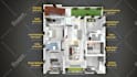 design 2d color floor plan with 3d effect