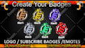design bulk twitch, kick, discord emotes, sub badges, bit badges for streamers