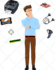 create flat 2d characters in high resolution vector graphics