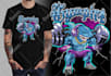 create custom graphic t shirt design in cartoon style
