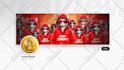 design a meme cryptocurrency logo coin with a twitter banner