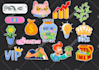 draw hand drawn cartoon stickers for print or digital use
