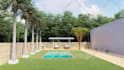 design backyard, landscape, terrace, pool, and patio