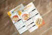 design editable stunning restaurant flyers, menus, trifold menus