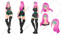 draw character sheet design, furry fursona, vtuber live2d model in anime style