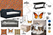 offer themed interior design mood board with a shopping list