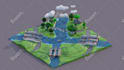 create an isometric 3d models and 3d environment illustration