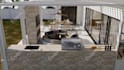 design and render a stunning 3d outdoor kitchen and bar with realism