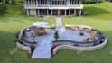 design outdoor kitchen pergola patio backyard with realistic 3d rendering