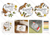 design vintage logo, digital hand drawn, plant and mushroom