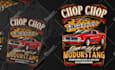 draw classic car illustration for event show tshirt