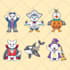 make cute simple 6 animal mascot characters