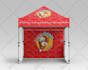 design pop up tent, wall, card, flag, booth, table