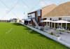 do interior design of living room, kitchen, and bathroom with 3d rendering