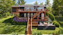 design backyard front yard garden pool patio deck terrace 3d landscape rendering