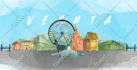 draw creative line art city skyline with watercolors