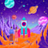 create trippy psychedelic illustration for album cover
