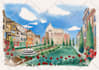 hand draw architectural with watercolor handmade