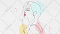 draw line art portrait  with animation