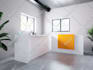create 2d and 3d design for interior kitchen with furniture