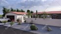 design landscape, backyard, pool, garden, deck, and patio