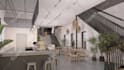 render 3d interior restaurant, coffee shop