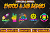 design twitch emotes, twitch badges, twitch sub badges