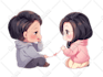 draw cute couple chibi illustration