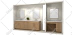 provide 2d and 3d renderings of kitchen with notated plans