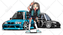 draw chibi cartoon car illustration with your character