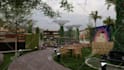 design landscape of patio, backyard, garden and render 3ds