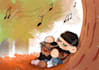 draw cute couple colorful chibi art