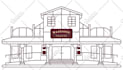 draw building and background cartoon illustration