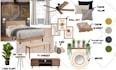 offer themed interior design mood board with a shopping list