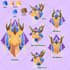 draw a dragon character sheet with full color palette