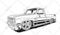 draw black and white line art of your car or truck